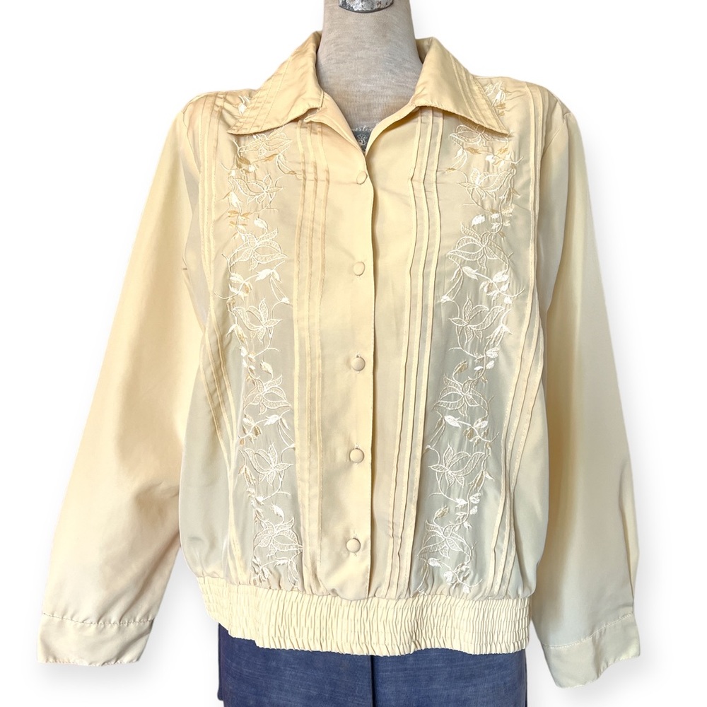 Vintage Light Yellow Button Down Blouse